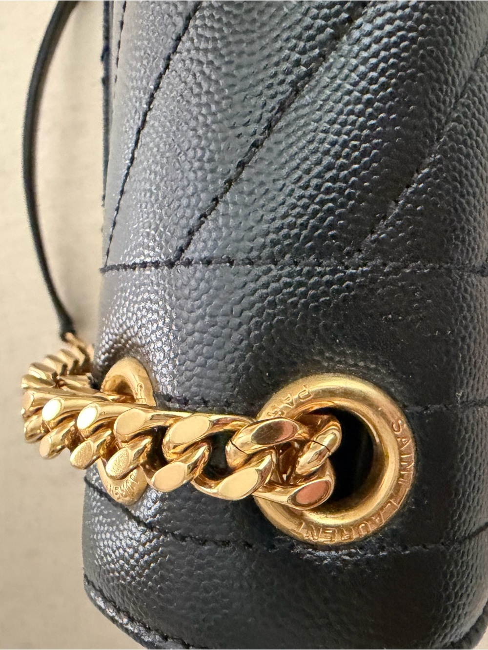 Saint Laurent Black Quilted Leather Shoulder Bag with Gold Hardware - Picture 7 of 16